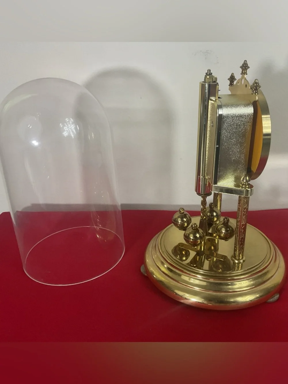 1976 Bulova Anniversary-Style Torsion Clock Plastic Dome – For Parts or Decor